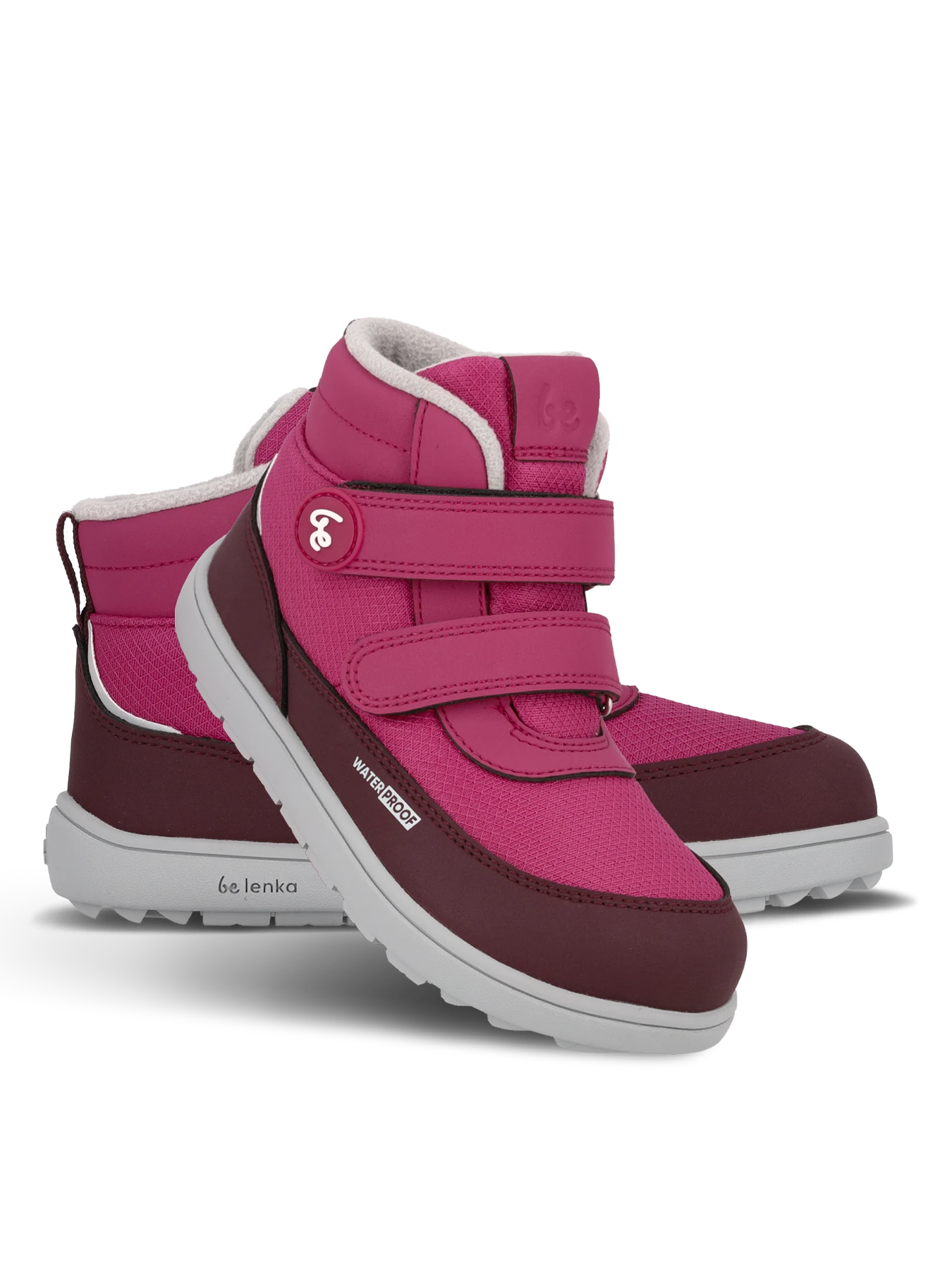 Детские босоногие ботинки Be Lenka Zippu - ягодный и серый, фото 2