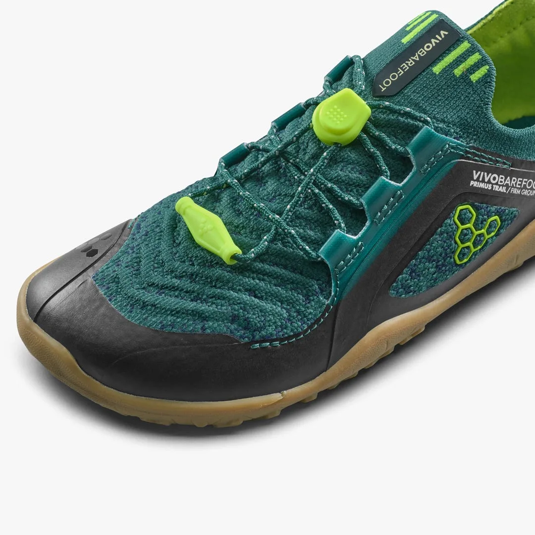 Кроссовки Vivobarefoot Primus Trail Knit FG — детская модель, зелёный с лимонным, фото 6