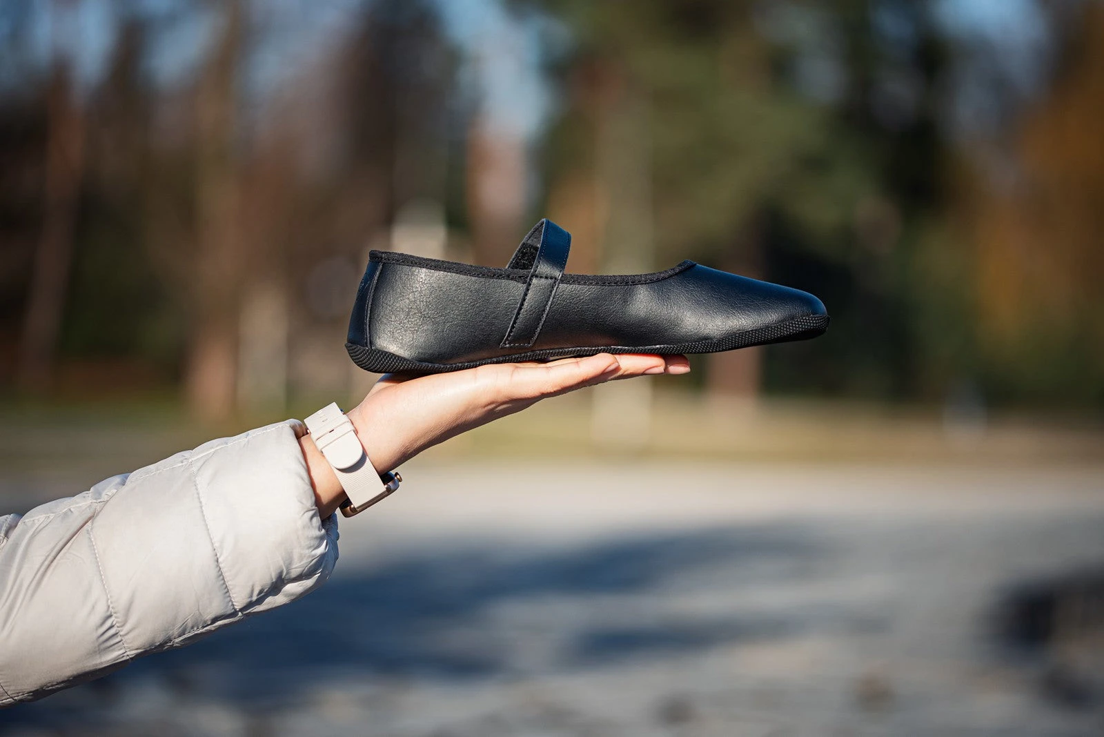 Балетки Ahinsa Ananda Ballet с ремешком Barefoot — чёрный, фото 15