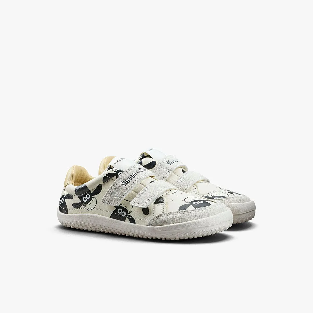Кроссовки Vivobarefoot Gobi Sneaker — для дошкольников, белый с принтом «Барашек Шон», фото 4
