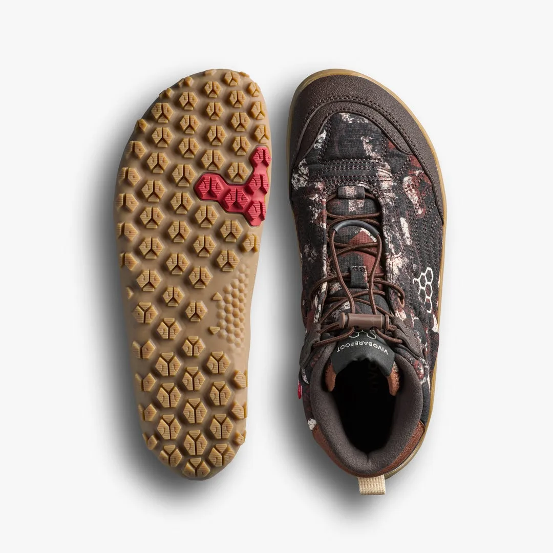 Ботинки Vivobarefoot Tracker Tova Mid — мужская модель, серо-коричневый с узором, фото 2